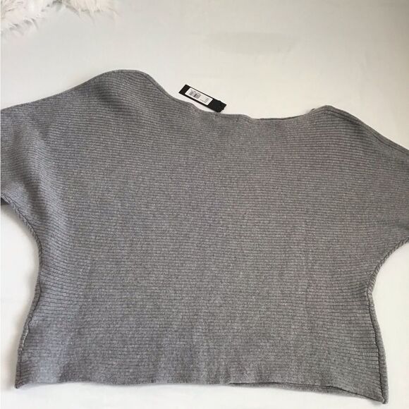 bobi Black Gray Chic Off-Shoulder Knit Long Sleeve Ribbed Sweater New Size Large - Picture 4 of 11